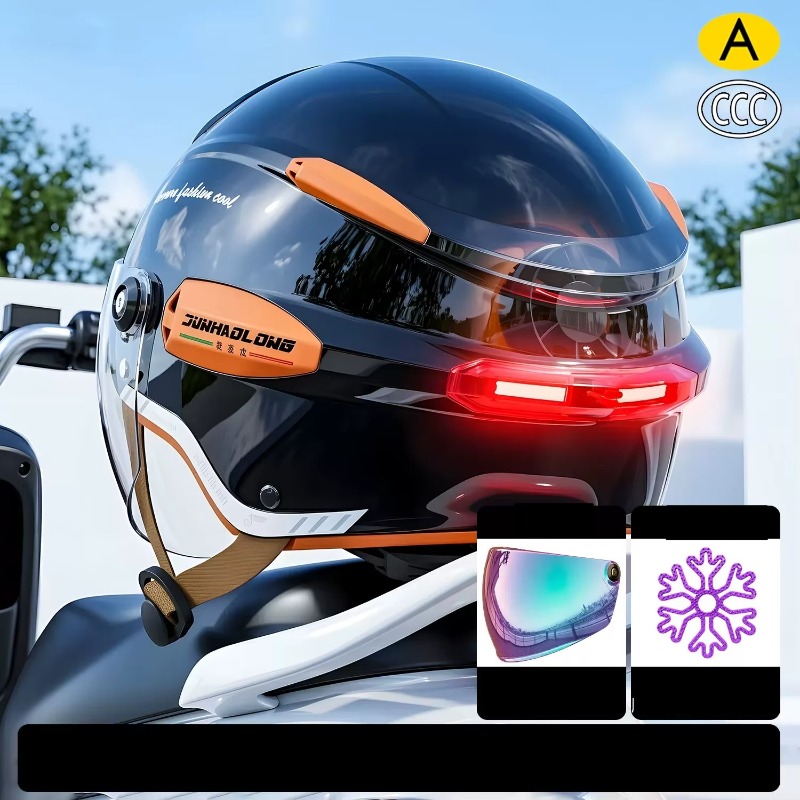 ummer Vintage Motorcycle Helme - Dual Visor Motorcycle Racing Helmet review and price